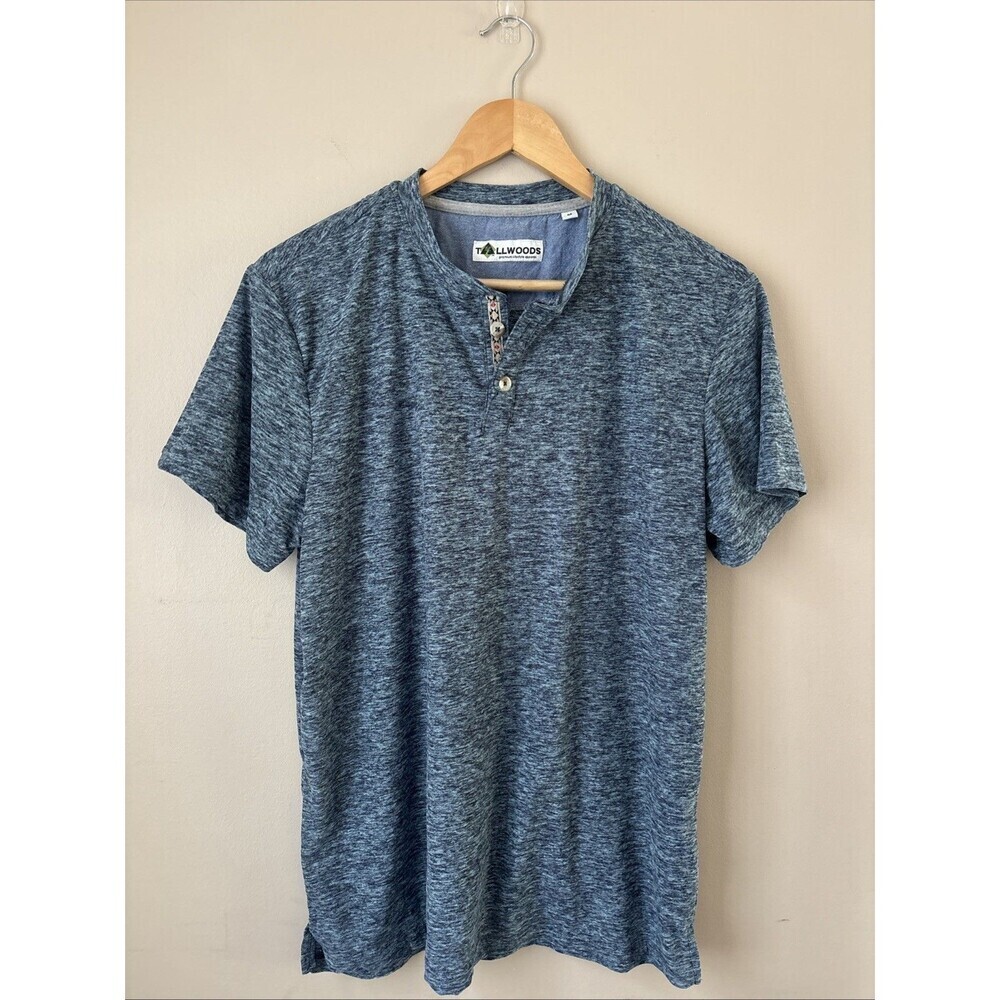 Tall Woods Men’s Blue Button Front Short Sleeve Shirt Size M Casual